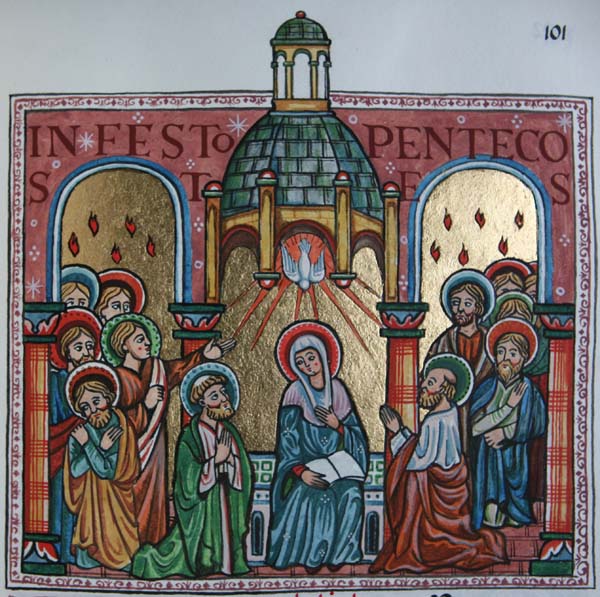 Pentecost Sunday in an illuminated manuscript of Farnborough Abbey