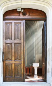 Front door of St Michael's Abbey, Farnborough